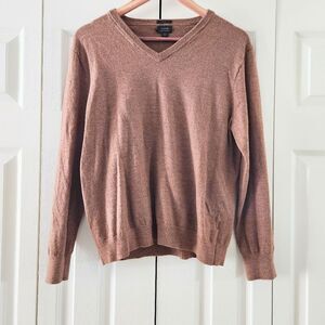 J. Crew V Neck Pullover 100% Merino Wool Sweater, Size XL, Camel Tan